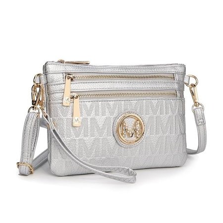 WEIRD GIRAFFE GAMES MKF Collection by Mia K. MKF-PU7719SL Roonie Milan M Signature Crossbody Wristlet - Silver MKF-PU7719SL